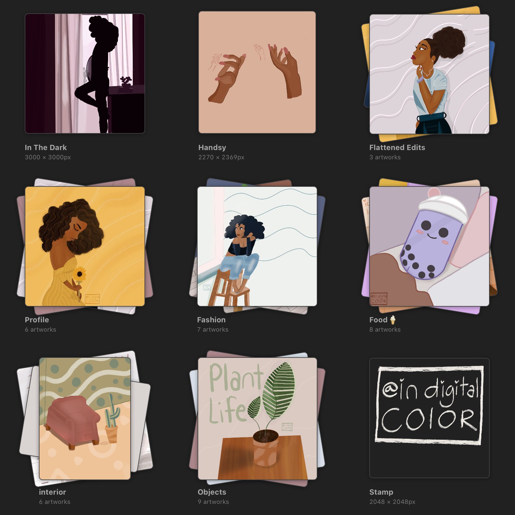 a screenshot of Monica Powell's procreate gallery